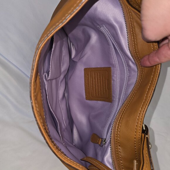 Vintage Authentic Coach Pieced Large Shoulder Bag in Cognac F17116 - Picture 5 of 10